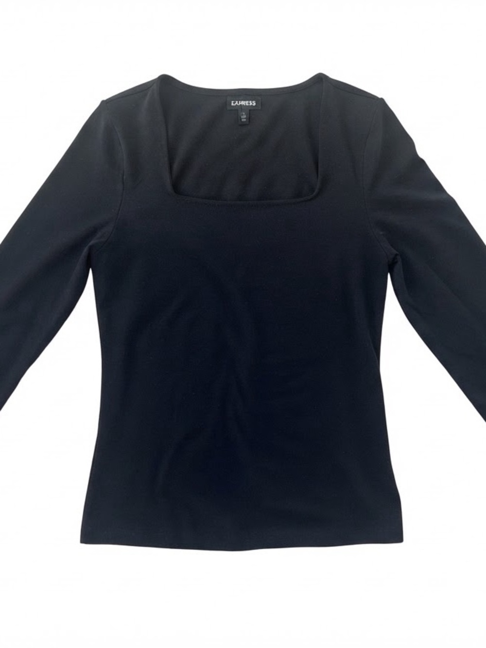 Express Black Square Neck Long Sleeve Top Size S Classic Stretch